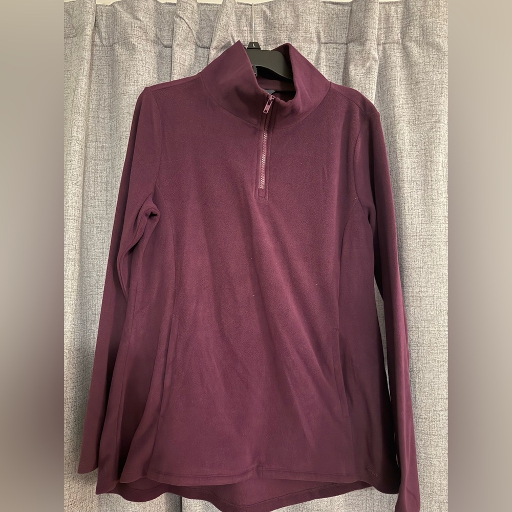 Eddie Bauer Maroon Quarter-Zip Sweatshirt with tags fleece with pockets large